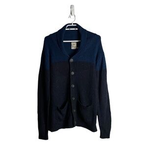 Kolby Men's Blue Shawl Collar Button Down Knit Cardigan